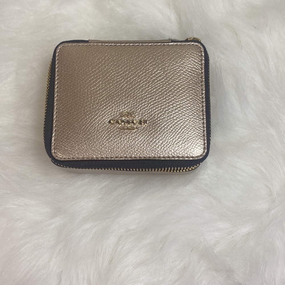 COACH Jewelry/ Travel Box Metallic Gold/ Brown (NWOT)